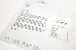 Briefbogen und Visitenkarte Vorder- und Rückseite