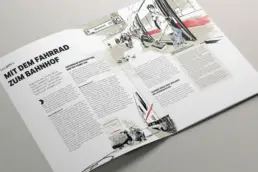 Kundenmagazin-Doppelseite: Reportage Transport und Reinigung