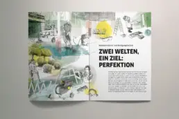 Kundenmagazin-Doppelseite: Reportage Handwerkskunst und Reinigungstechnik