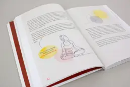 Buch-Doppelseite mit Erklärung einer Yogaübung