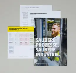 Collage aus Broschürentitel, Seitenaufriss und zwei Seiten Konzeptpapier